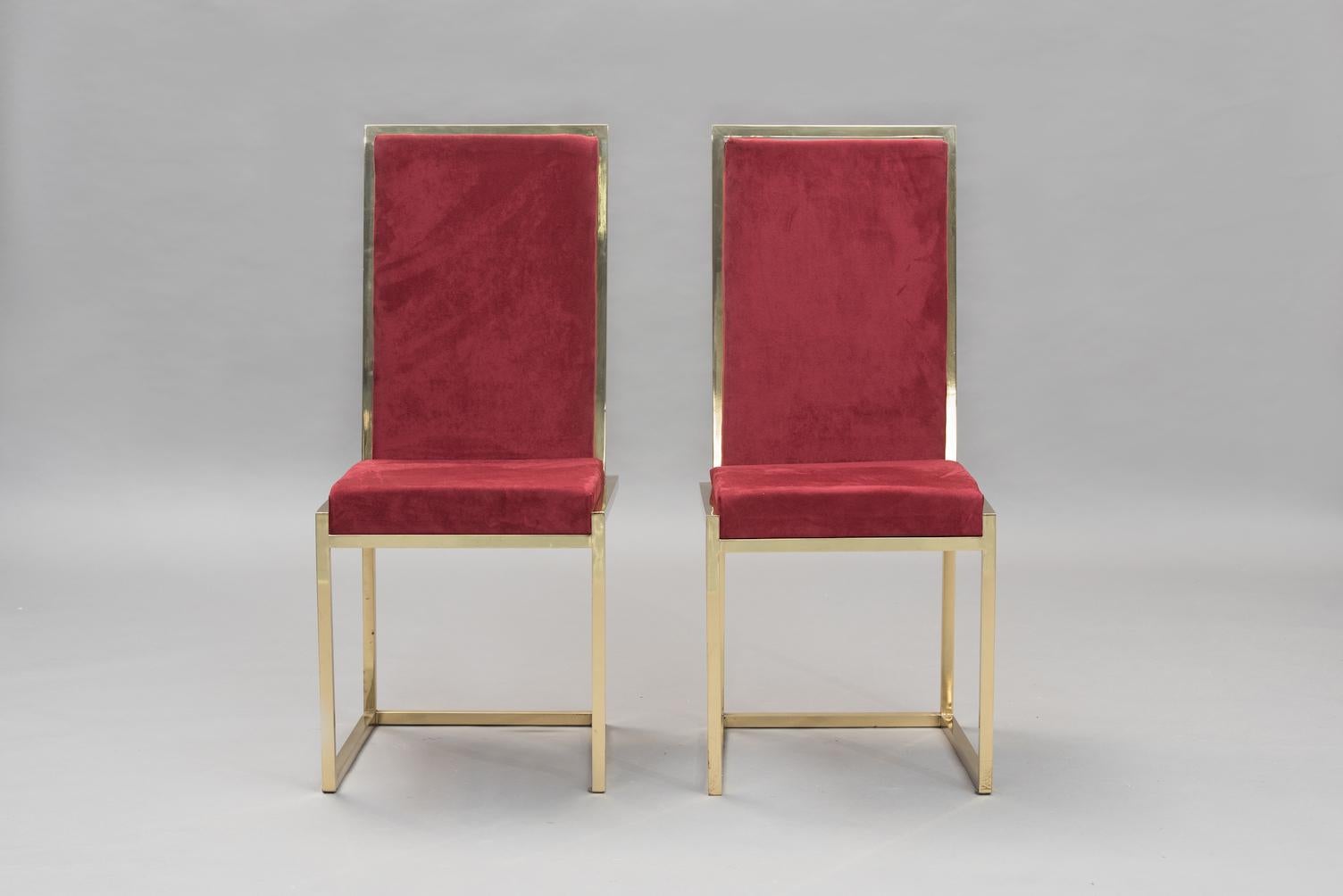 Pair of Italian mid-century modern brass chairs In Good Condition For Sale In Porto, PT