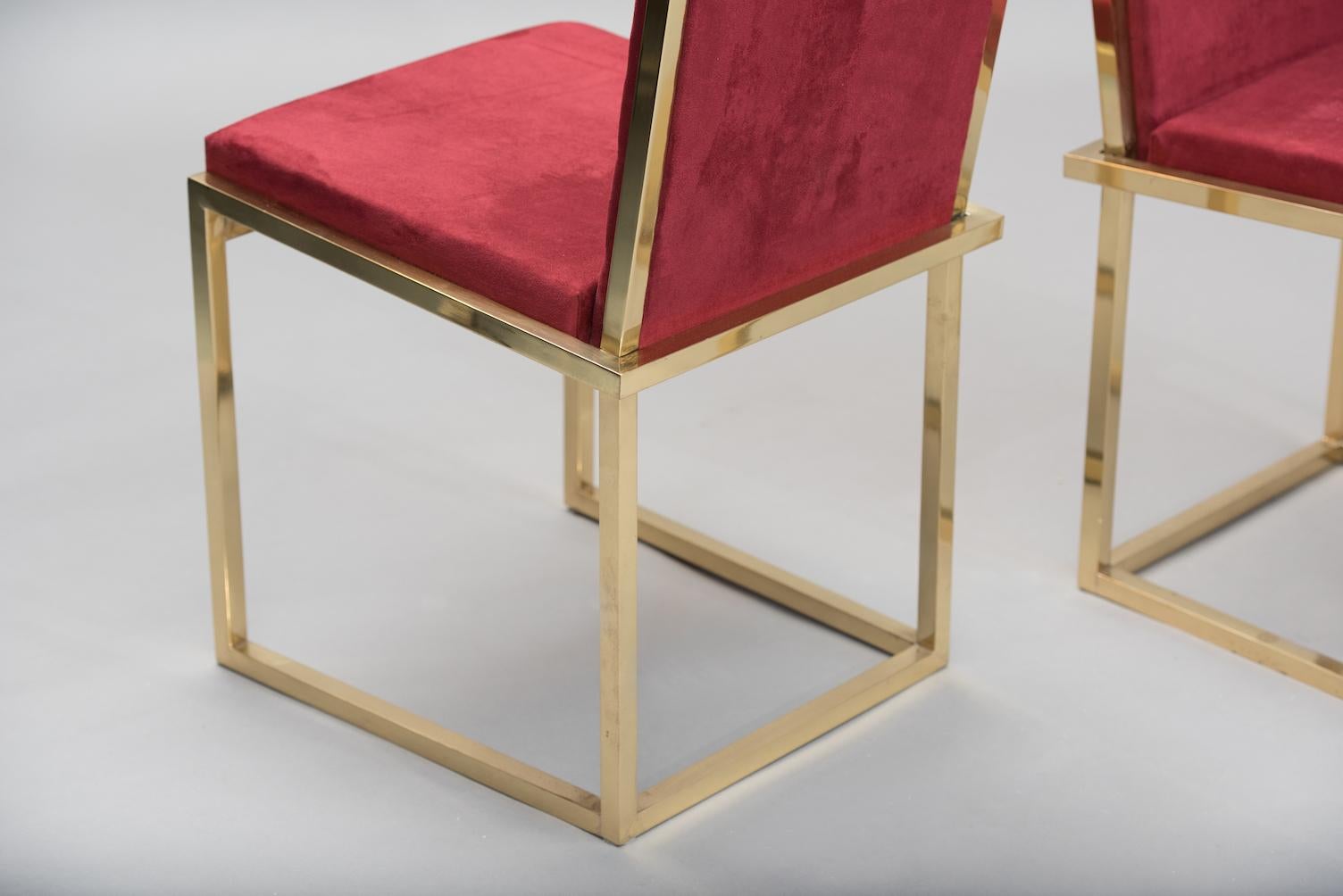 Pair of Italian mid-century modern brass chairs For Sale 1