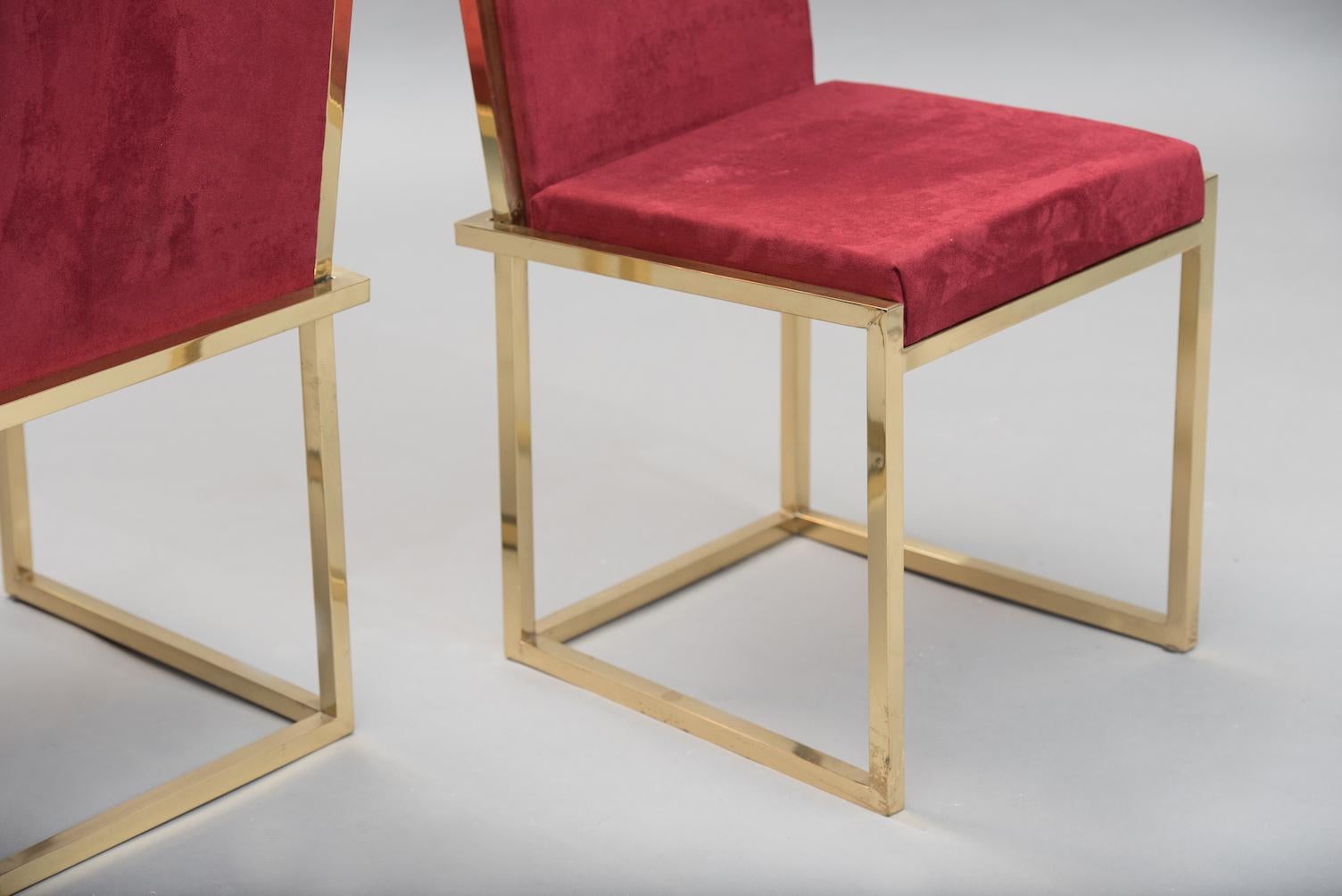 Pair of Italian mid-century modern brass chairs For Sale 2