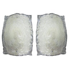 Retro Pair of Italian Mid-Century Modern Cased Murano /Venetian Glass Sconces, Mazzega