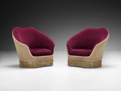 Pair of Italian Mid-Century Modern Curved Armchairs