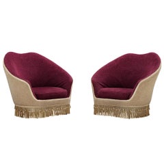 Pair of Italian Mid-Century Modern Curved Armchairs