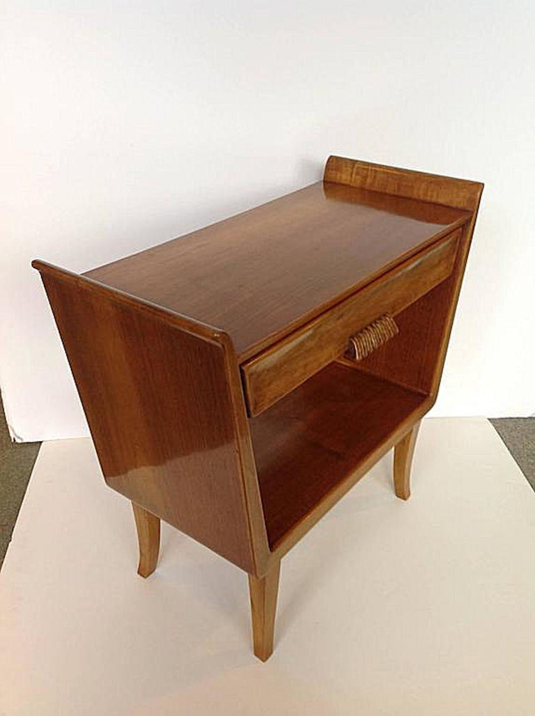 Pair of Italian MidCentury Modern Fruit Wood Bedside Tables or