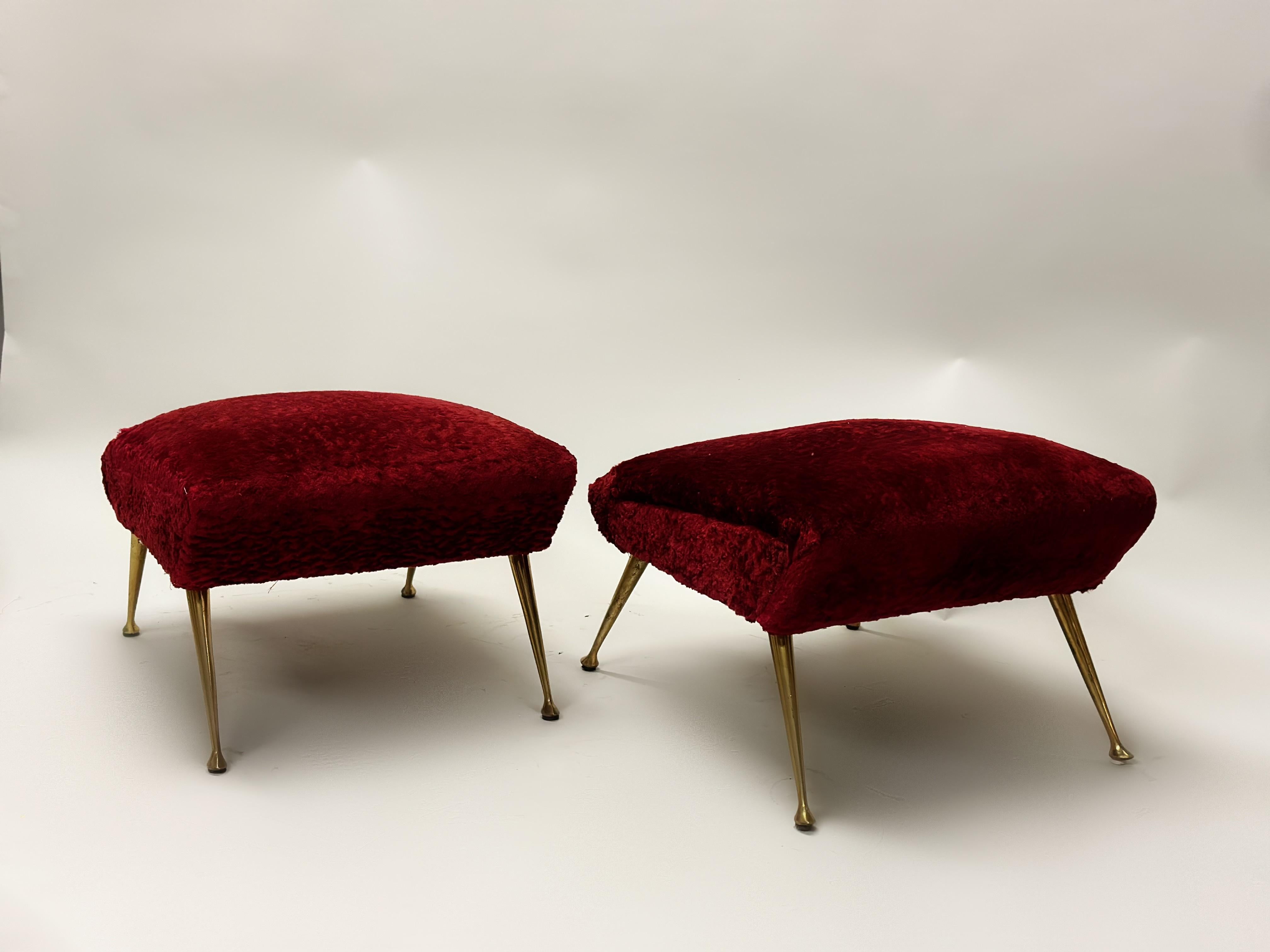 Upholstery Pair of Italian Mid-Century Modern / Futurist Benches Attr. to Gigi Radice For Sale