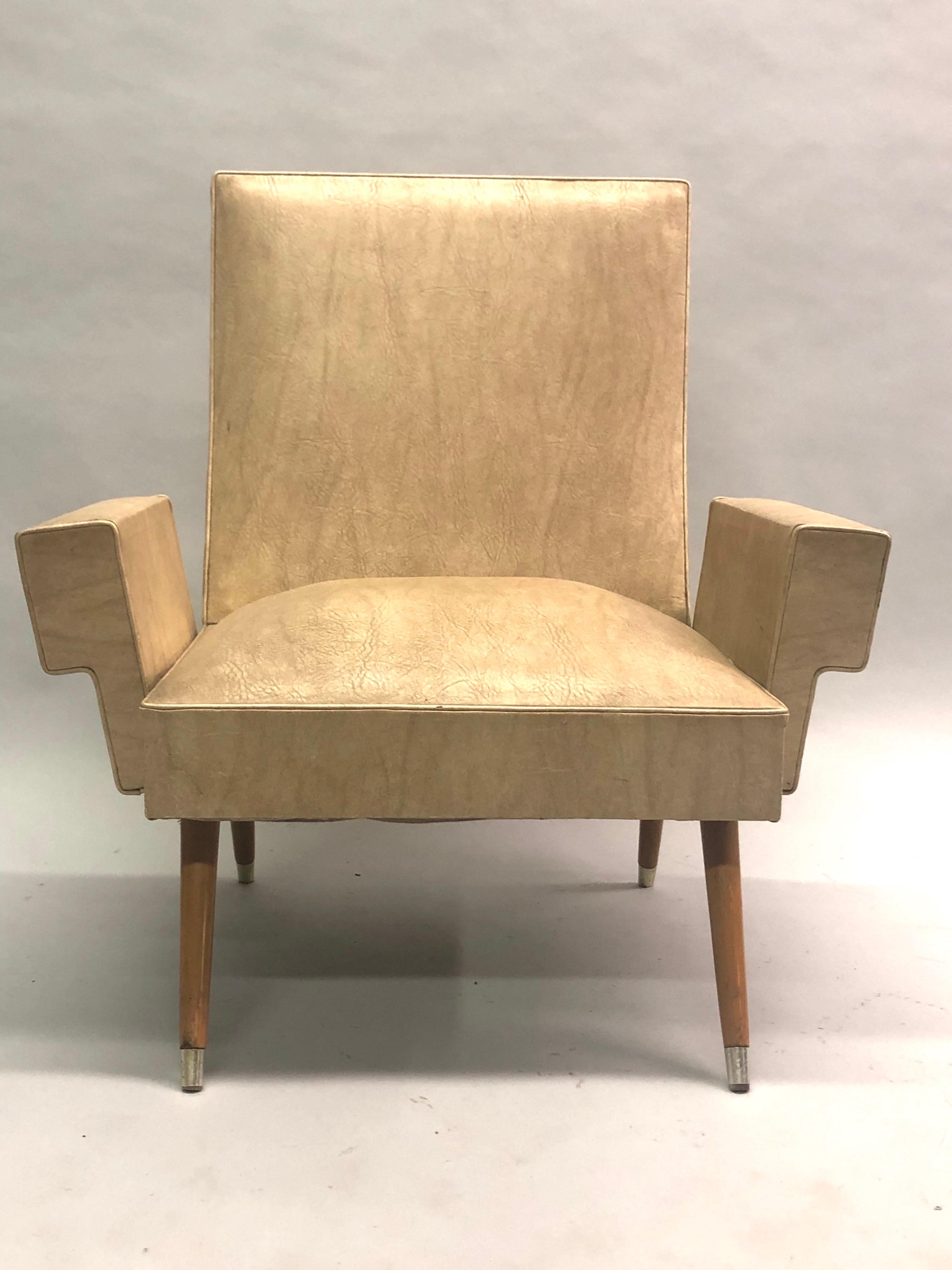 Rare Pair of Italian Futurist / Mid-Century Modern Lounge Chairs, Giacomo Balla For Sale 2