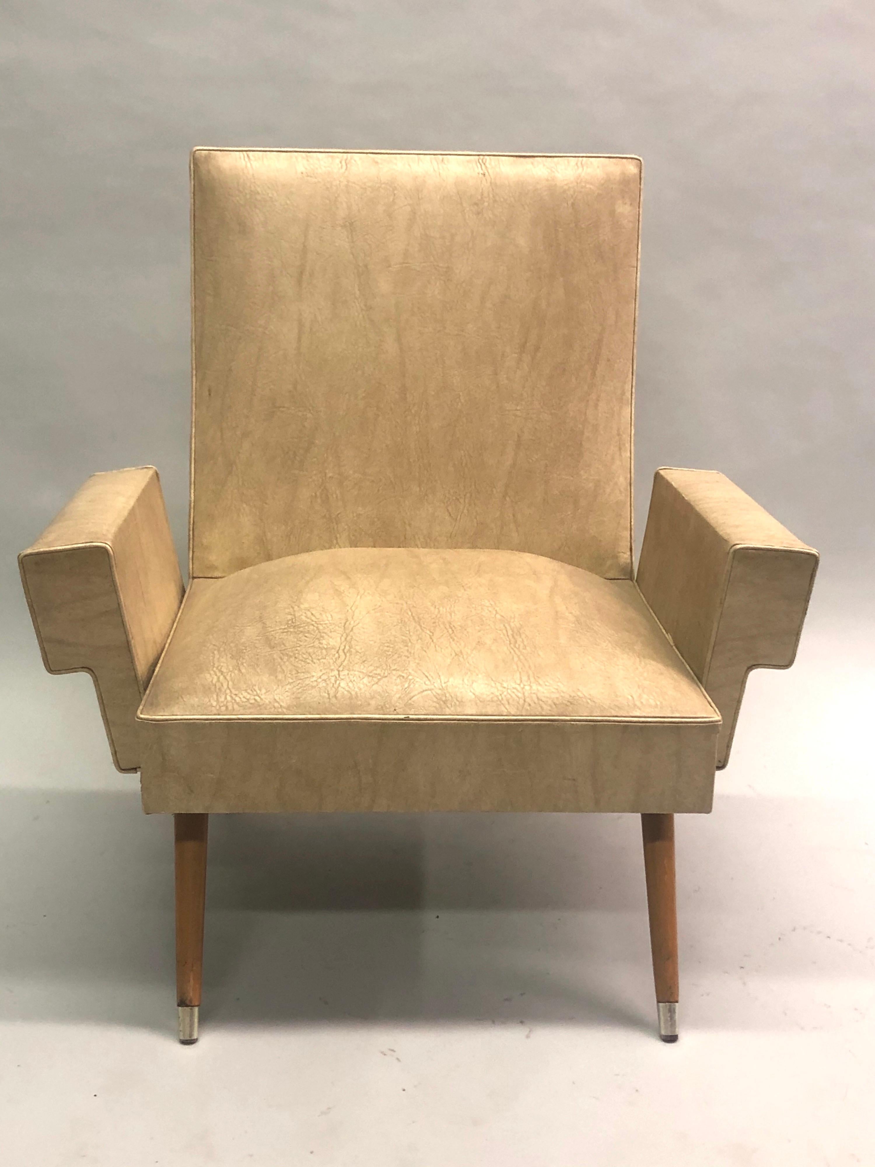 Rare Pair of Italian Futurist / Mid-Century Modern Lounge Chairs, Giacomo Balla For Sale 1