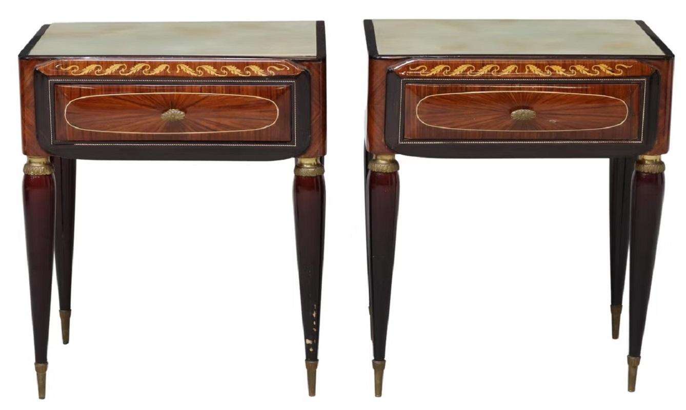 Pair of Italian Mid-Century Modern Lacquered Wood Nightstands, Circa 1950s In Good Condition For Sale In Savannah, GA