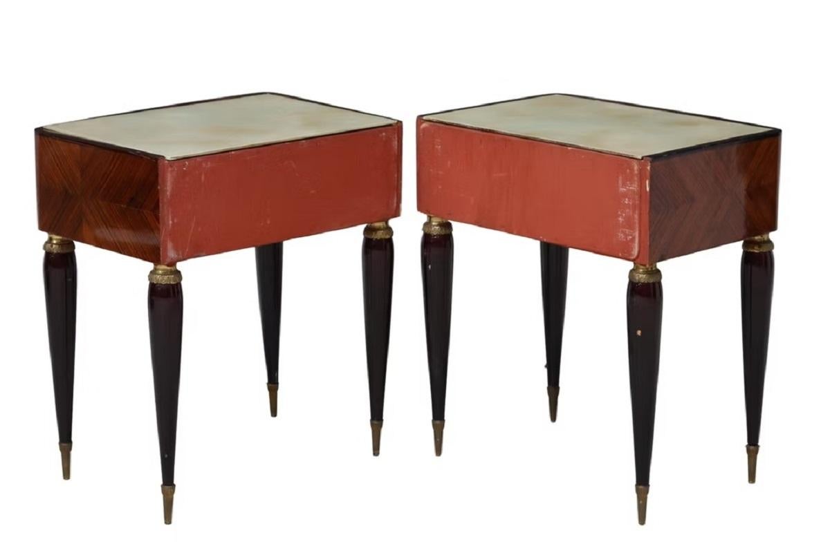 20th Century Pair of Italian Mid-Century Modern Lacquered Wood Nightstands, Circa 1950s For Sale