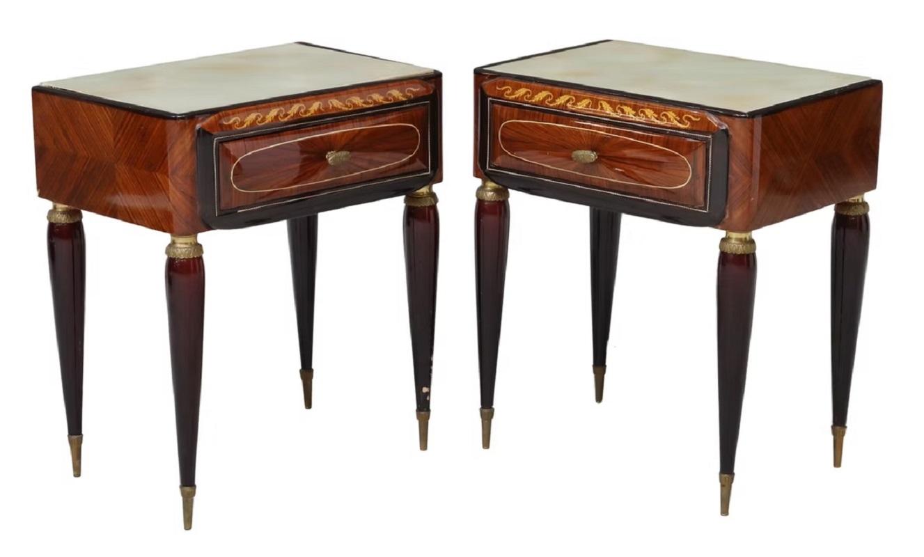 Pair of Italian Mid-Century Modern Lacquered Wood Nightstands, Circa 1950s For Sale 2
