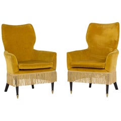 Pair of Italian Mid-Century Modern Ladies Chairs Paolo Buffa Style, Italy, 1960s