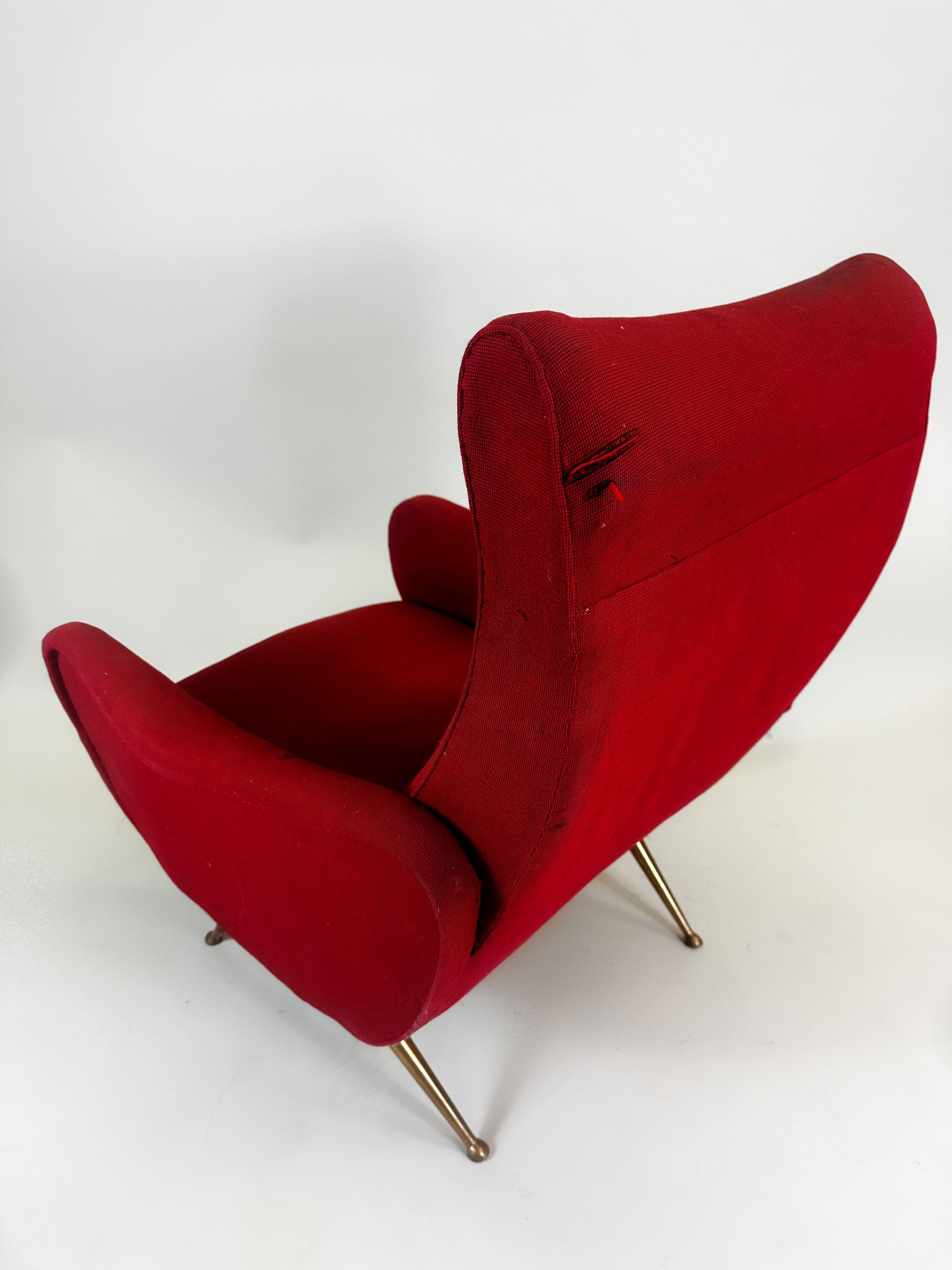 Paar italienische Mid-Century-Modern-Lounge-Damenstühle im Stil von Marco Zanuso im Angebot 4