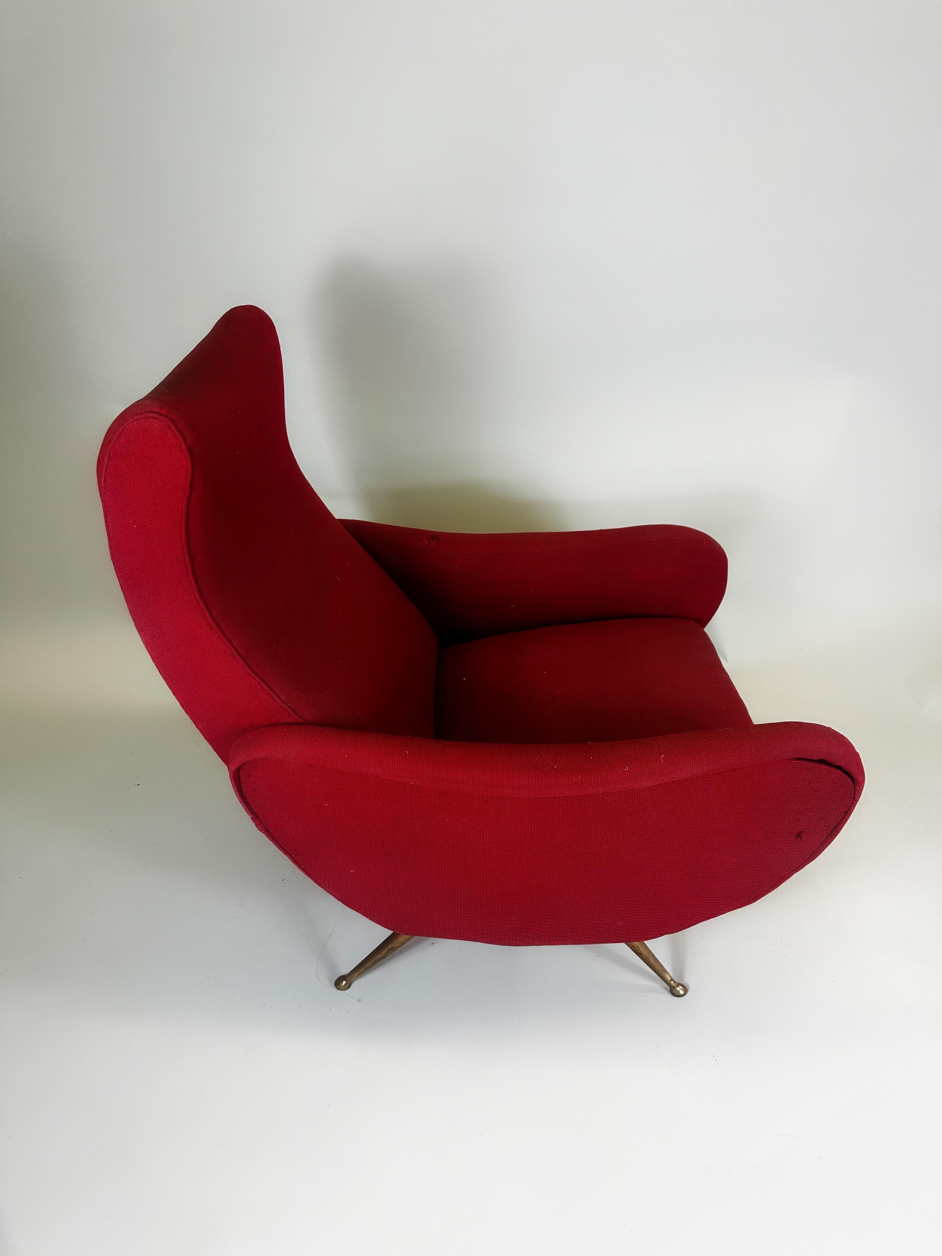 Hand-Crafted Pair of Italian Mid-Century Modern Lounge Lady Chairs in Style of Marco Zanuso For Sale