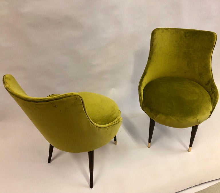 Pair of Italian Mid-Century Modern Lounge / Slipper Chairs by Guglielmo Ulrich In Good Condition For Sale In New York, NY