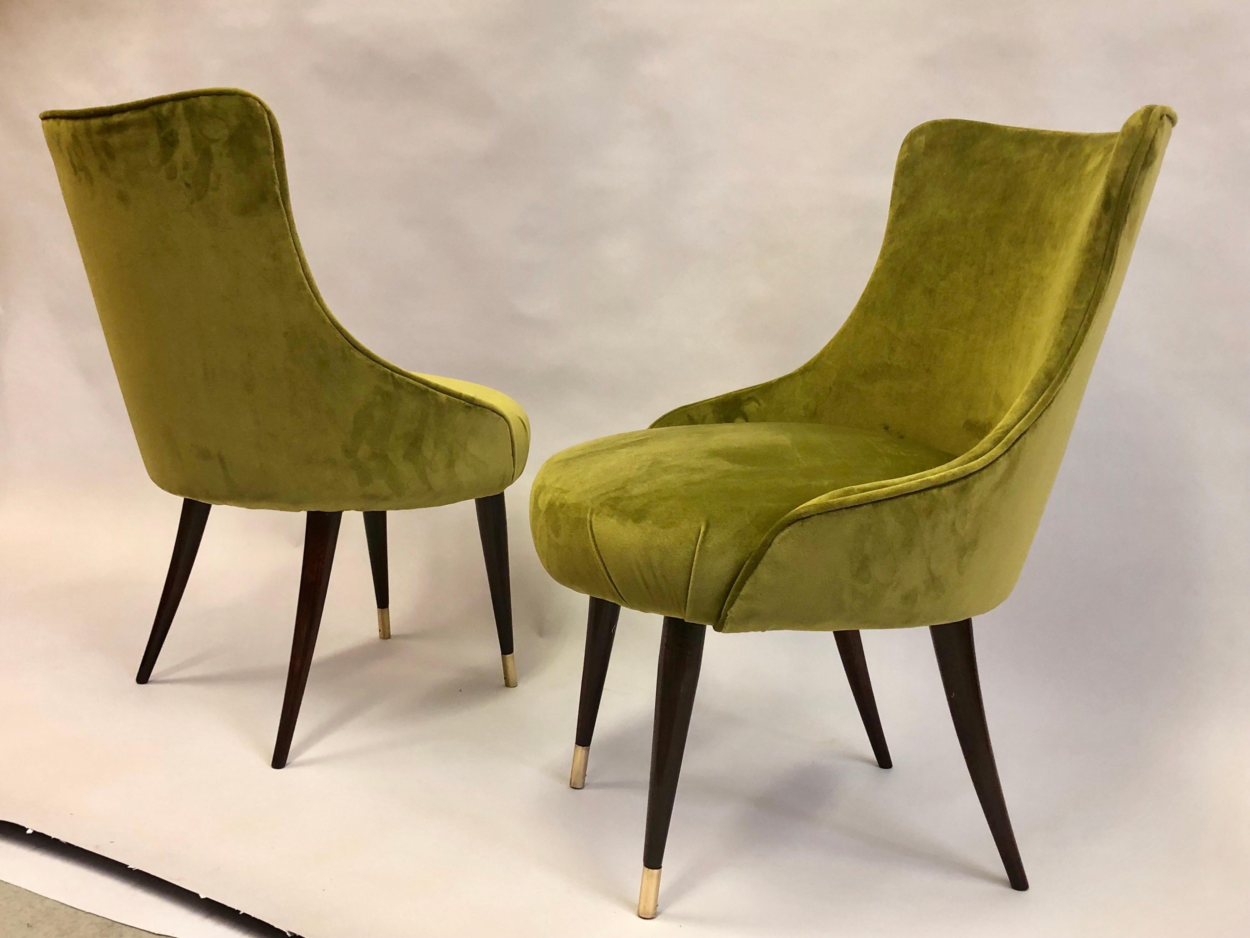 Pair of Italian Mid-Century Modern Lounge / Slipper Chairs by Guglielmo Ulrich For Sale 1