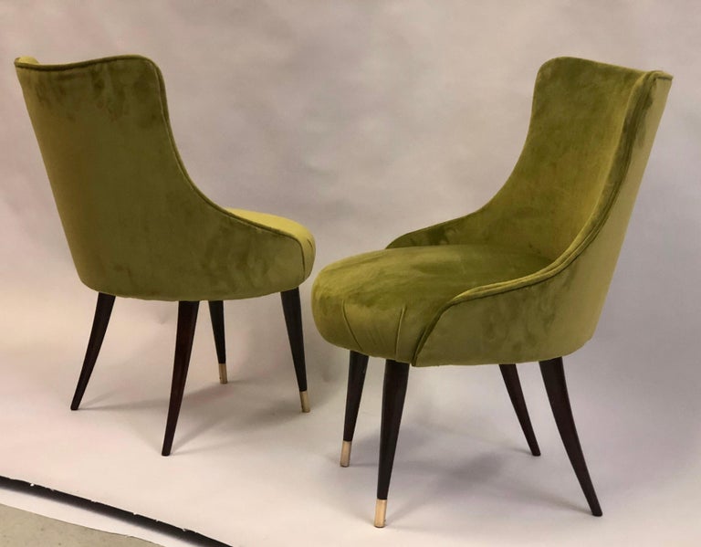 Pair of Italian Mid-Century Modern Lounge / Slipper Chairs by Guglielmo Ulrich For Sale 2