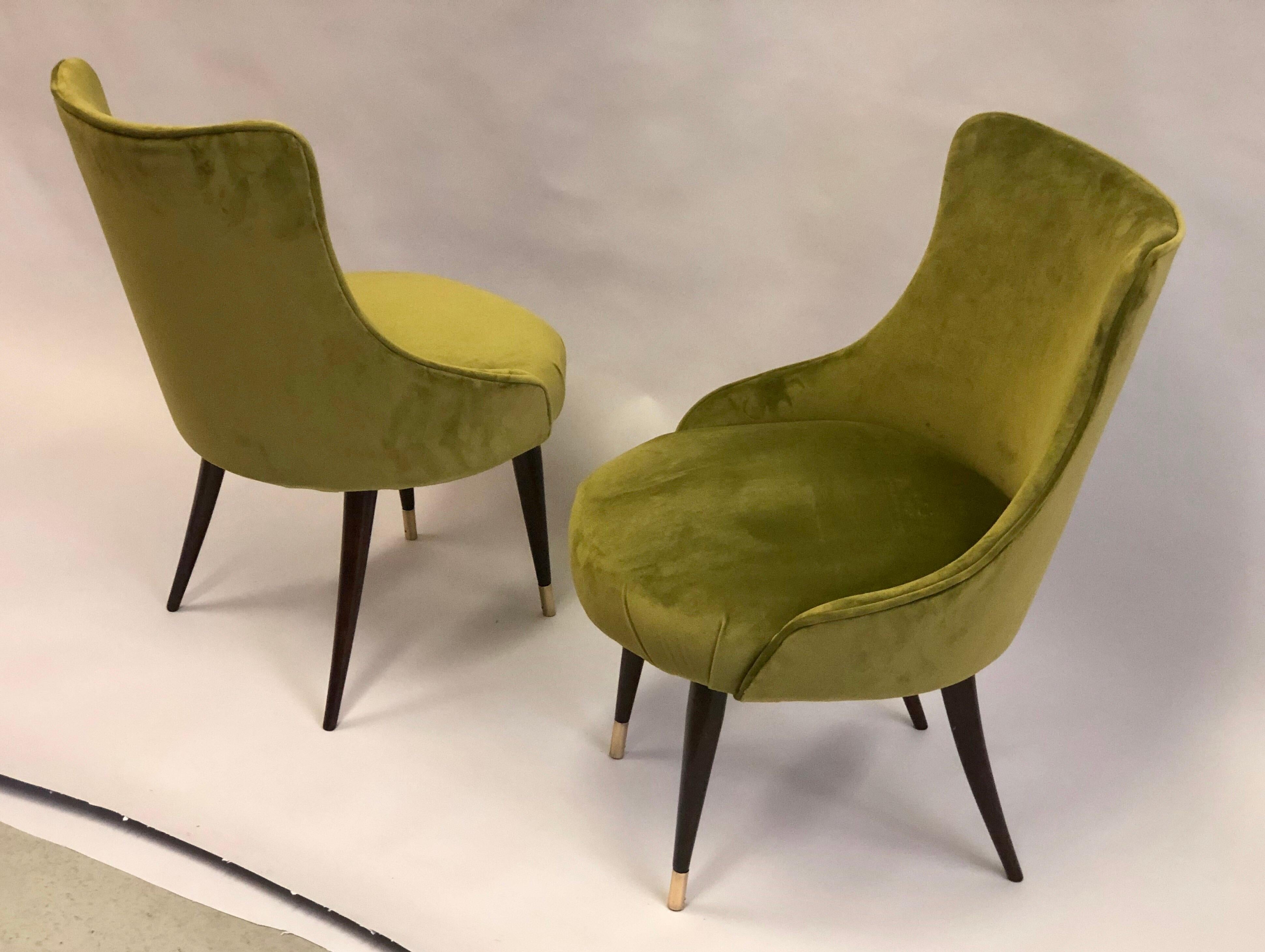 Pair of Italian Mid-Century Modern Lounge / Slipper Chairs by Guglielmo Ulrich For Sale 3