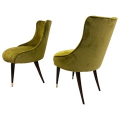 Pair of Italian Mid-Century Modern Lounge / Slipper Chairs by Guglielmo Ulrich