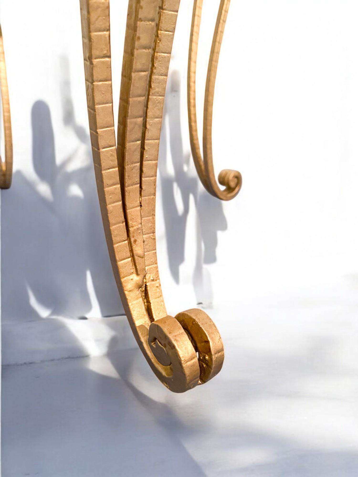 Pair of Italian Mid-Century Modern Luigi Colli Gold Iron Vanity Chairs, 1950s For Sale 7