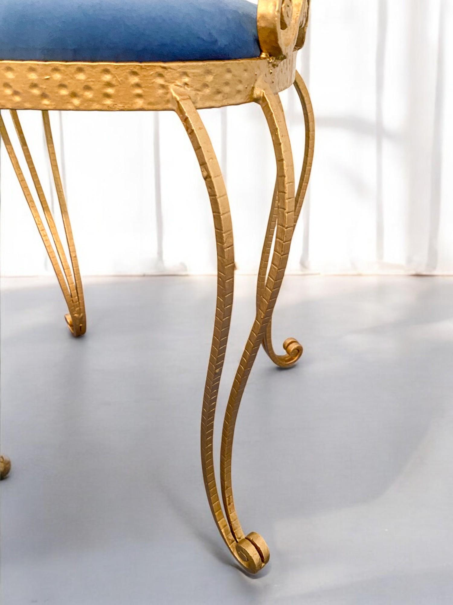 Pair of Italian Mid-Century Modern Luigi Colli Gold Iron Vanity Chairs, 1950s For Sale 11