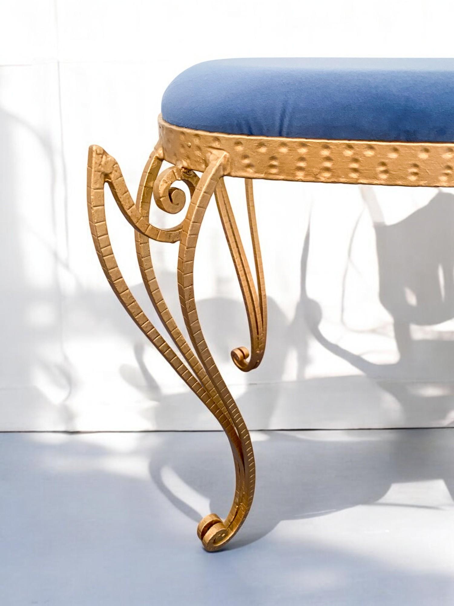 Pair of Italian Mid-Century Modern Luigi Colli Gold Iron Vanity Chairs, 1950s For Sale 12