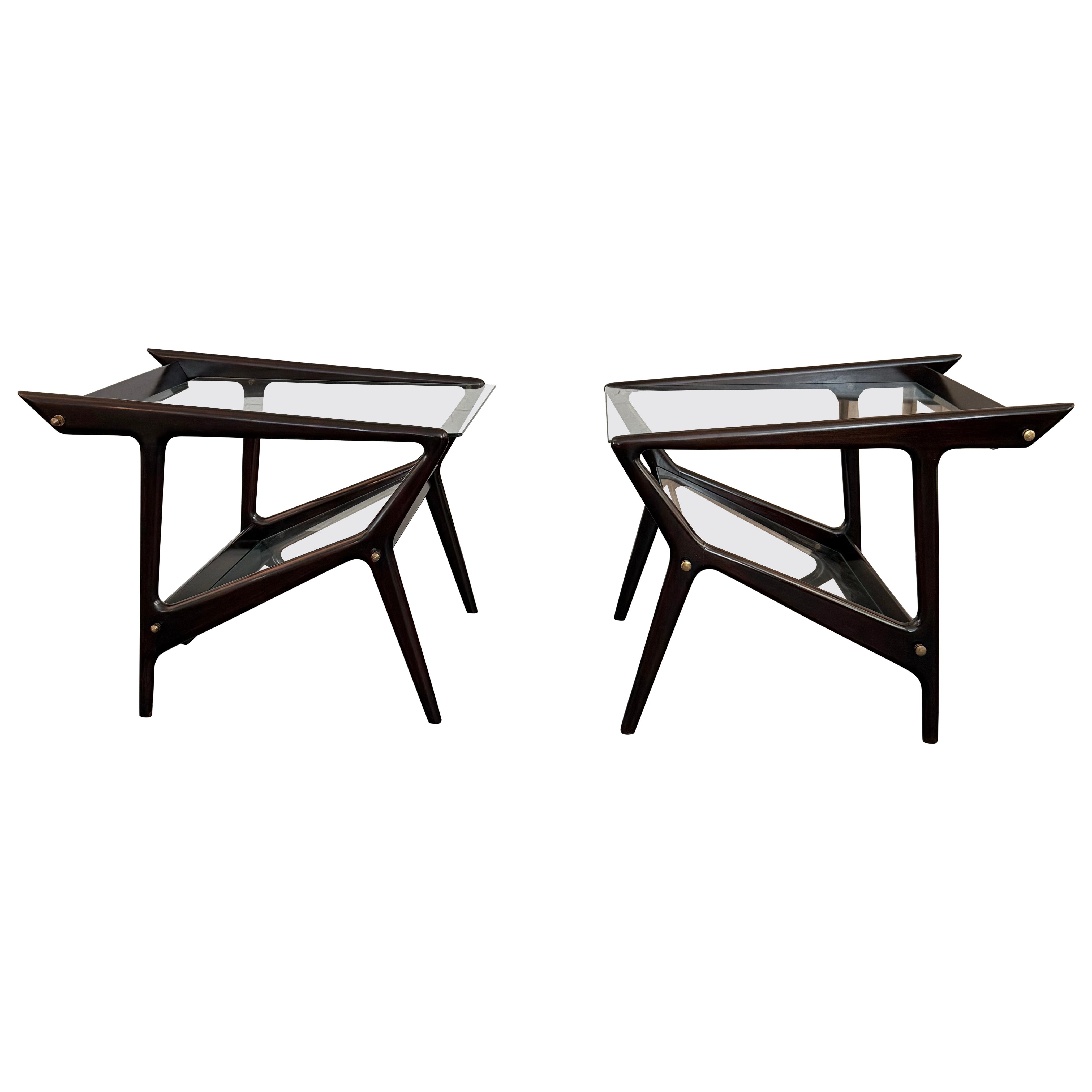 Pair Of Italian Mid-Century Modern Magazine Rack Side Tables By Ico Parisi