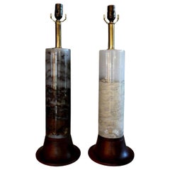 Pair of Italian Mid-Century Modern Marble Lamps