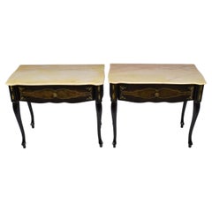 Paire de tables de nuit italiennes en marbre de style mi-siècle moderne 