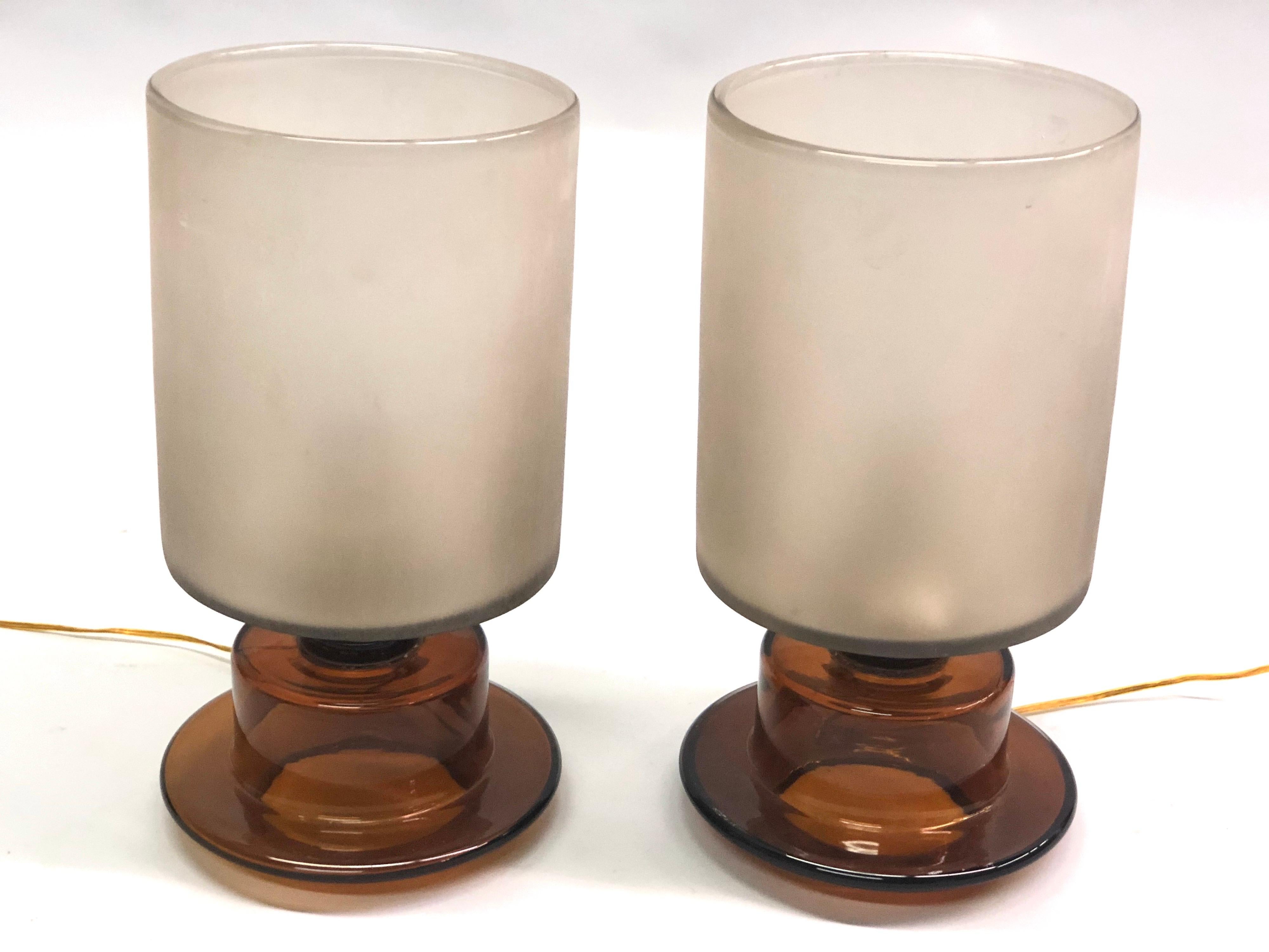 Pair of Italian Mid-Century Modern Murano Glass Table Lamps by Seguso In Good Condition In New York, NY