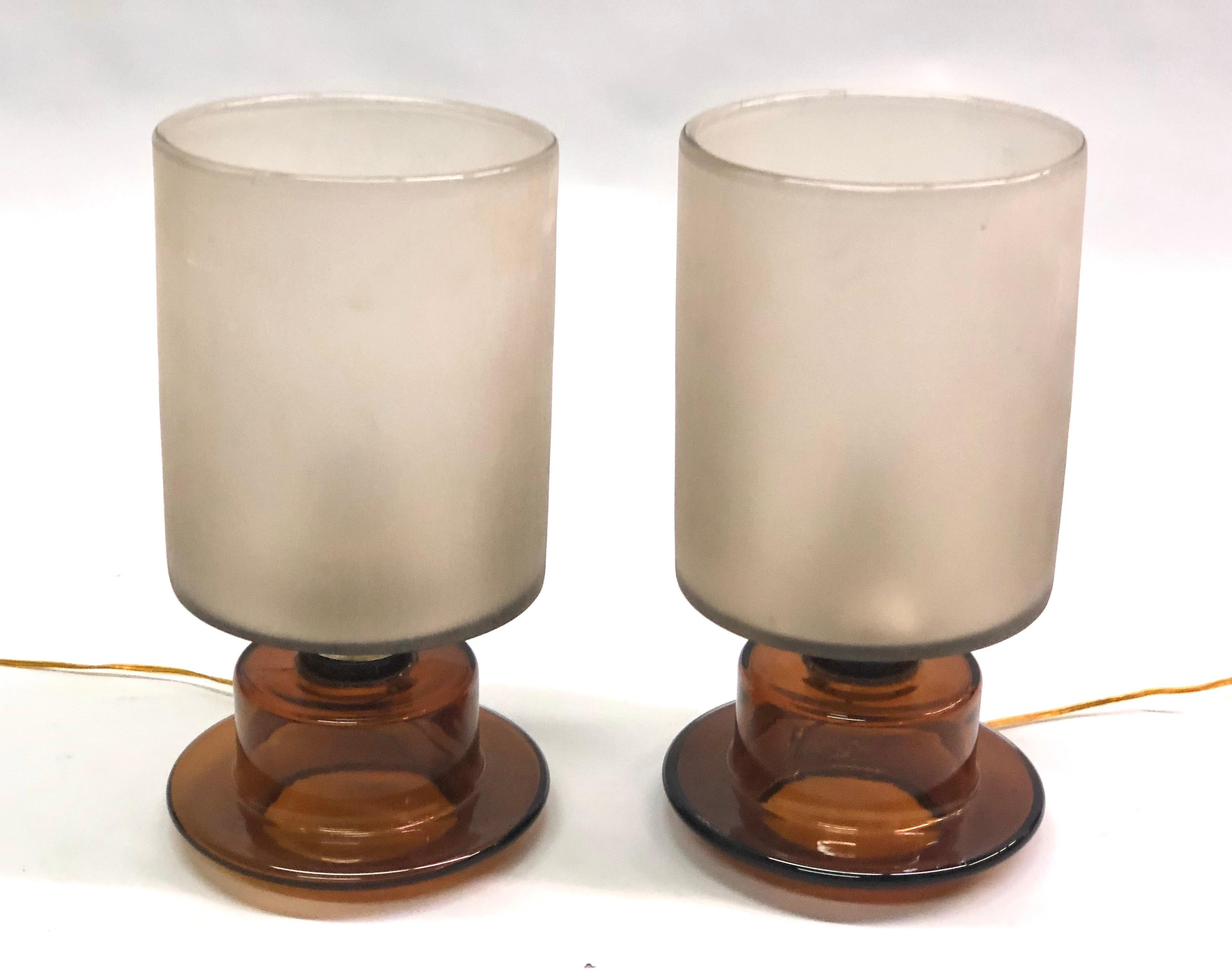 20th Century Pair of Italian Mid-Century Modern Murano Glass Table Lamps by Seguso