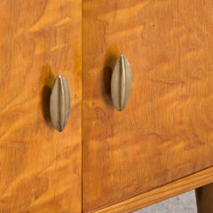 Pair of Italian Mid-Century Modern Nightstands Birch, Brass and Glass
