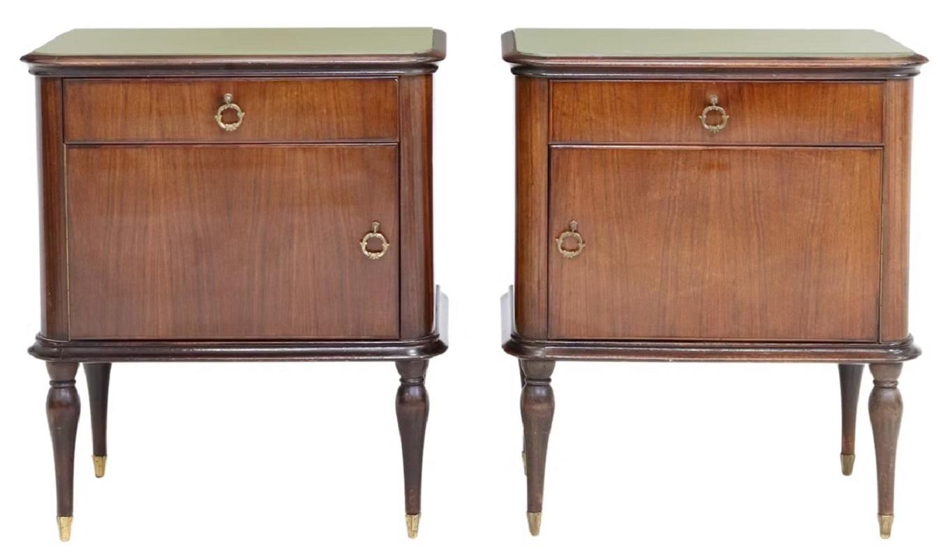 Pair of Italian Mid-Century Modern Nightstands, Circa 1950s For Sale 1