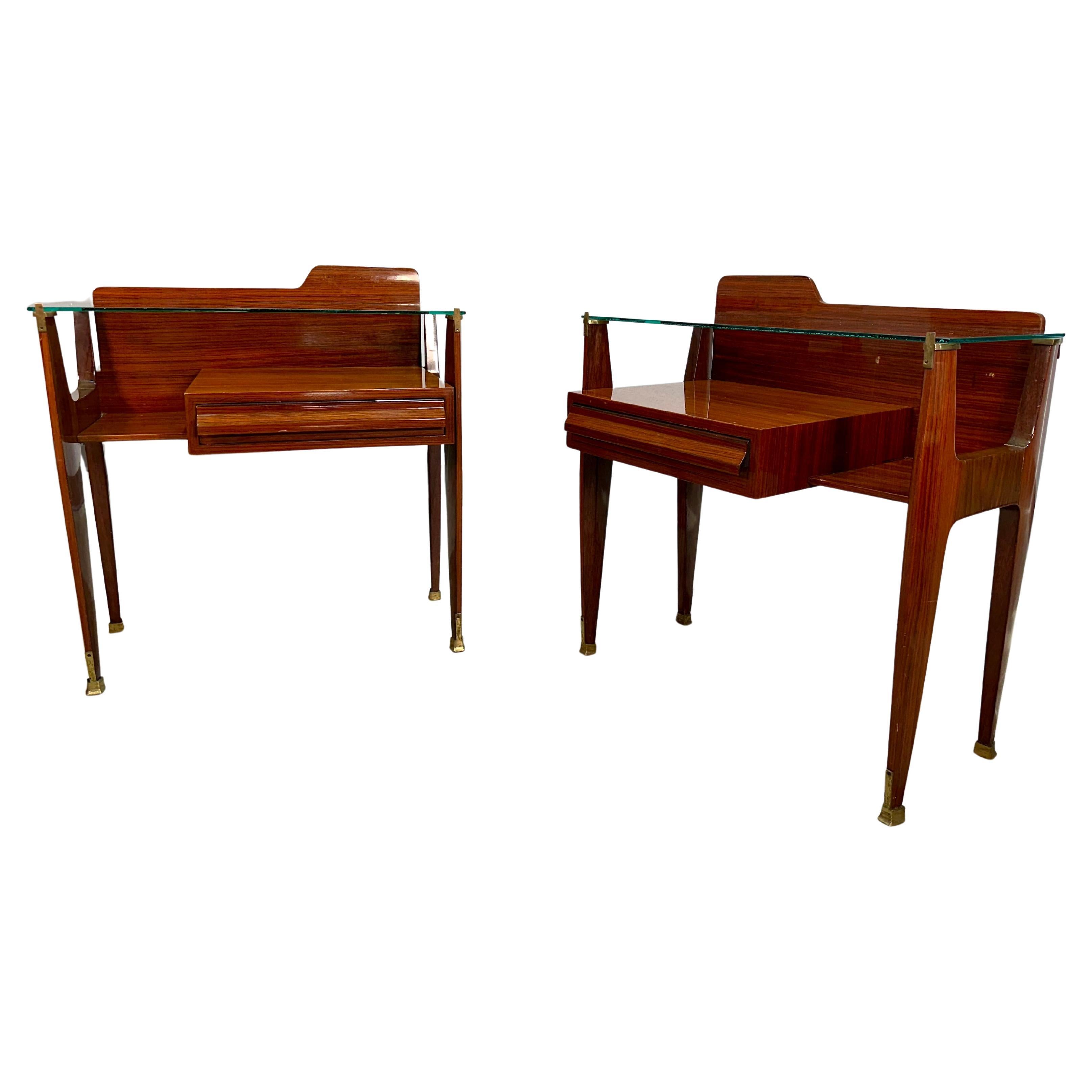Pair of Italian Mid Century Modern Nightstands For Sale