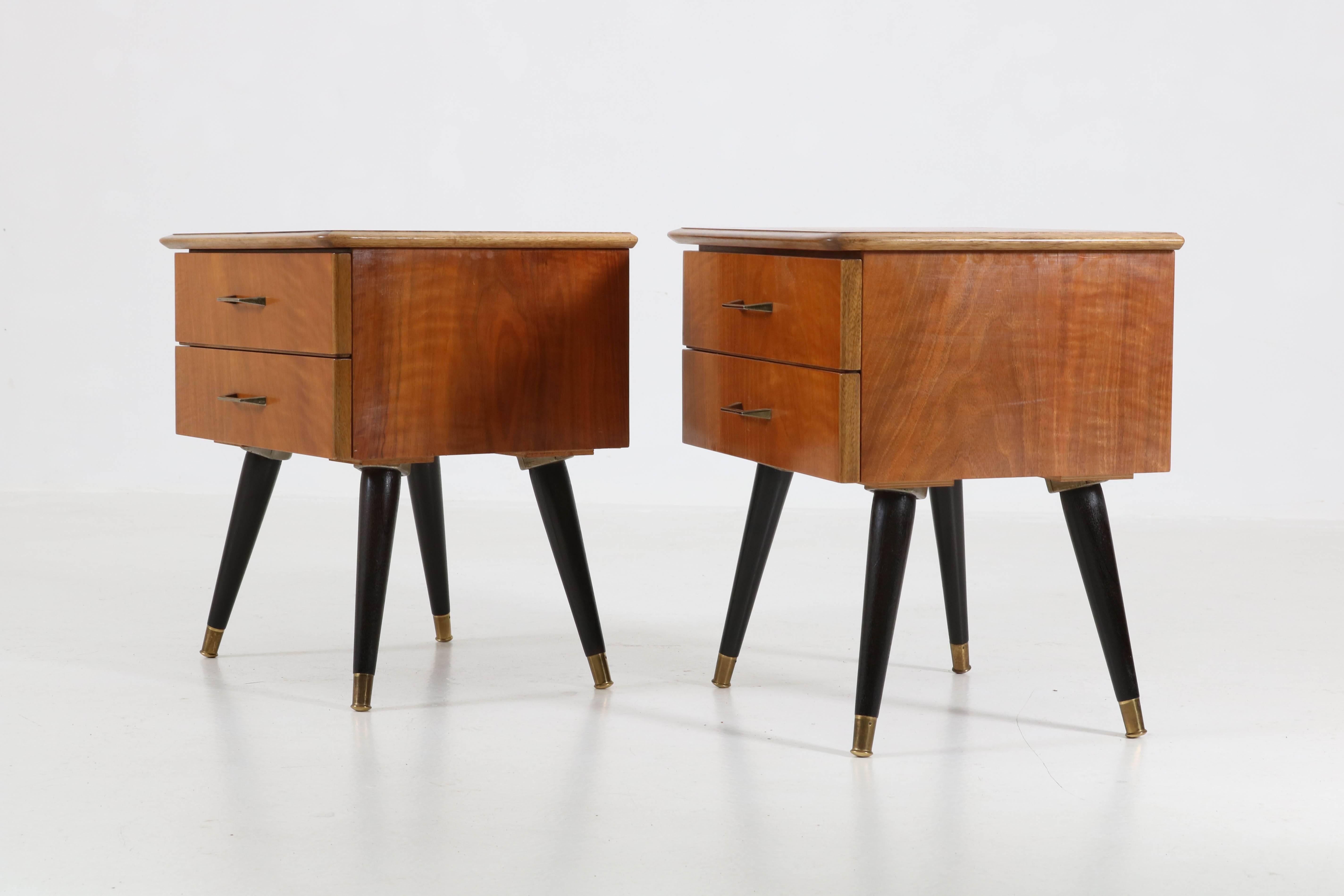 Mid-20th Century Pair of Italian Mid-Century Modern Nightstands or Bedside Tables, 1950s