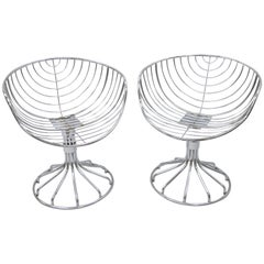 Pair of Italian Mid Century Modern Rima Gastone Rinaldi Chrome Swivel Chairs