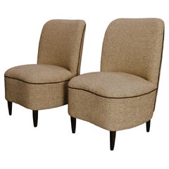 Pair of Italian Mid-Century Modern Slipper Chairs attributed to Gio Ponti