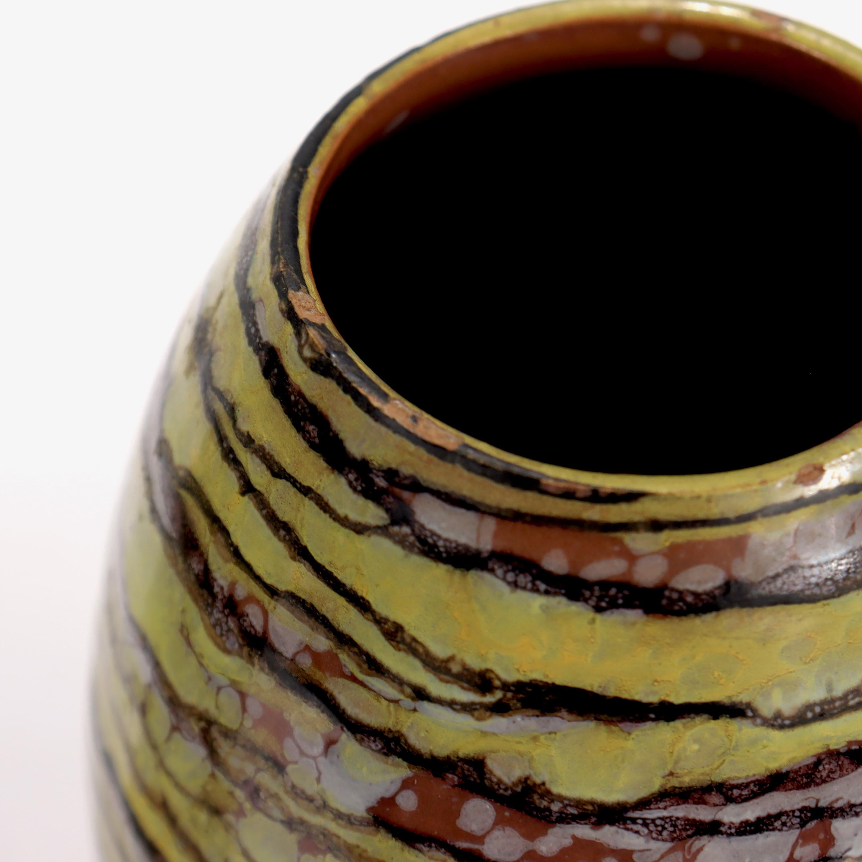 Pair of Italian Mid-Century Modern Striped Terracotta Pottery Vases  For Sale 8