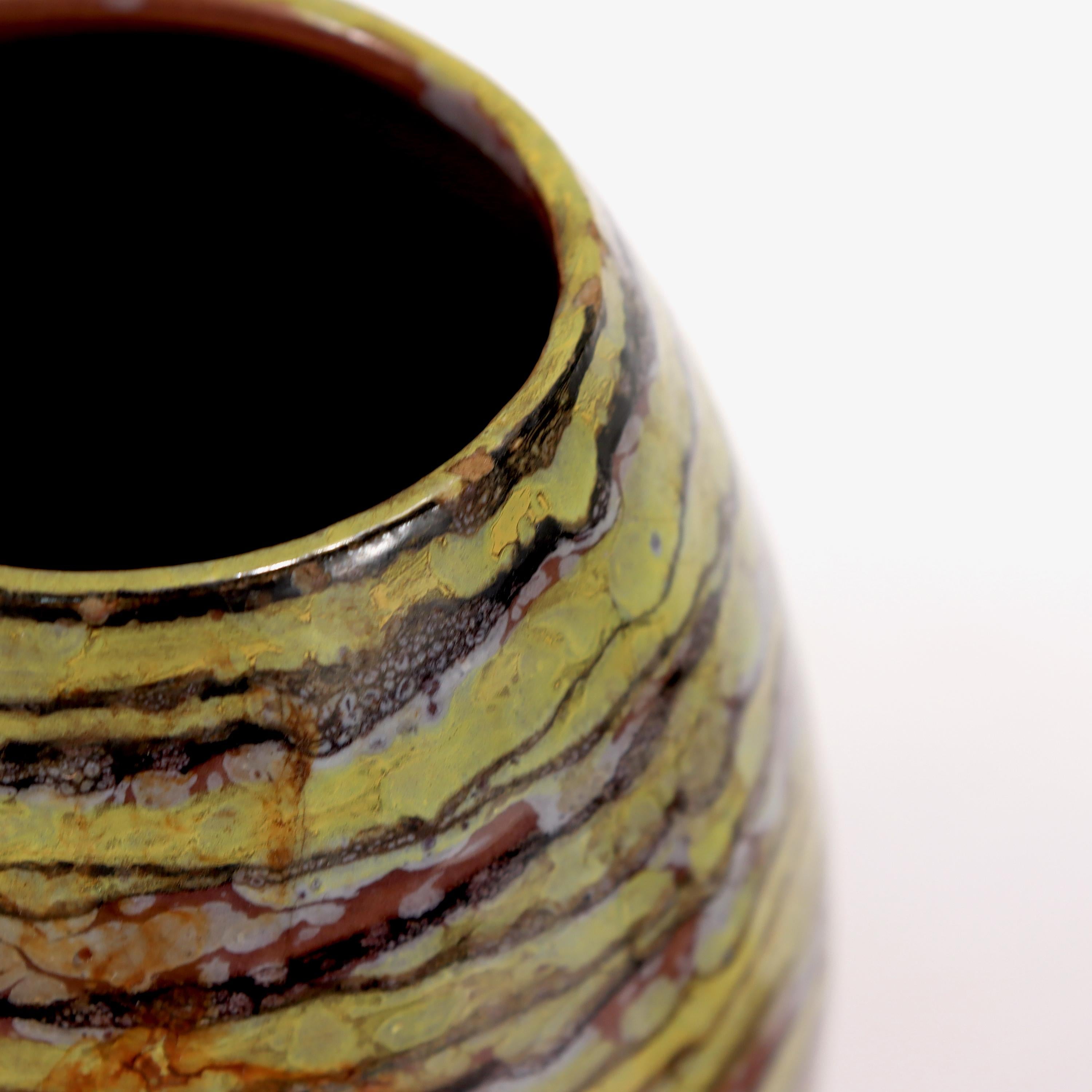 Pair of Italian Mid-Century Modern Striped Terracotta Pottery Vases  For Sale 9