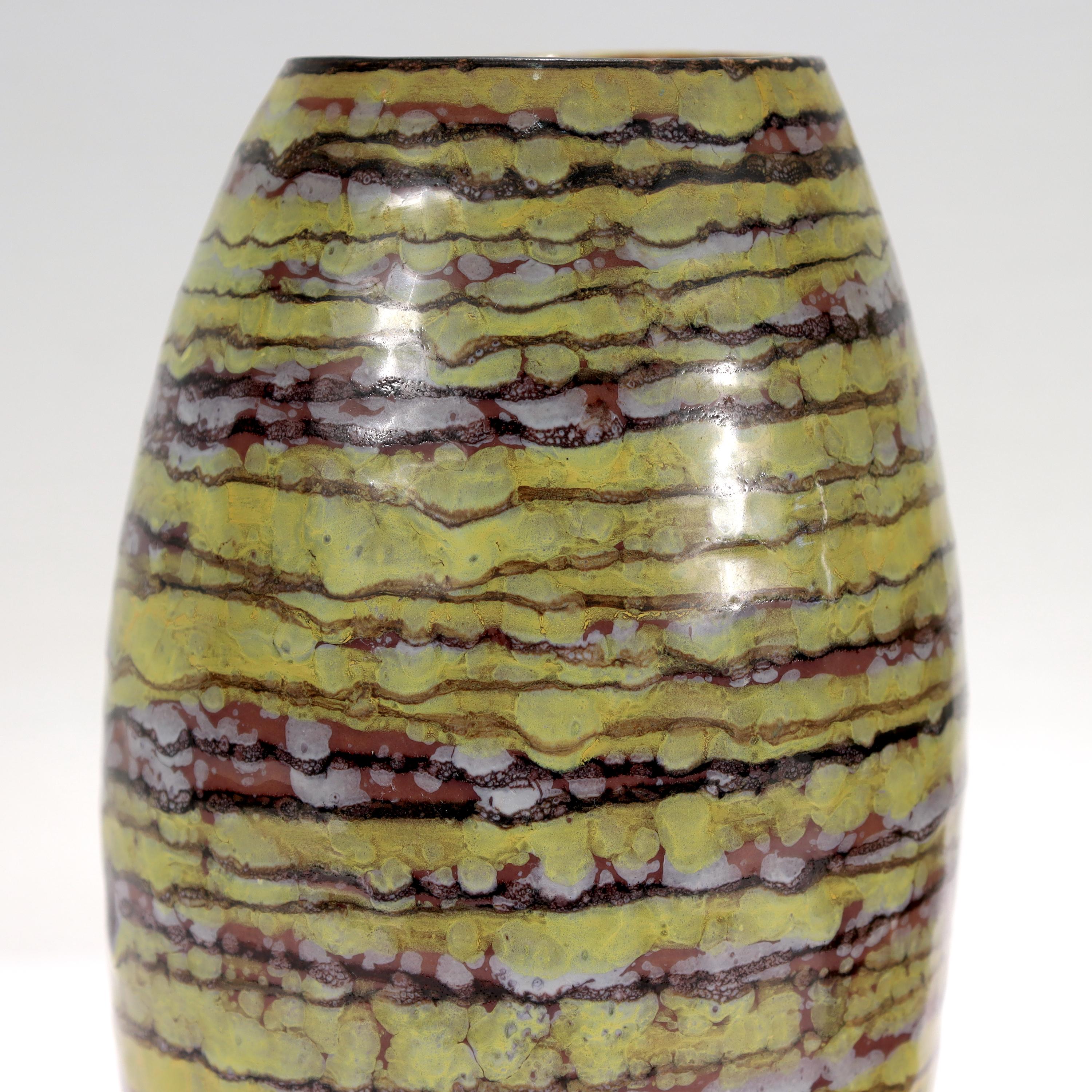 Pair of Italian Mid-Century Modern Striped Terracotta Pottery Vases  For Sale 3
