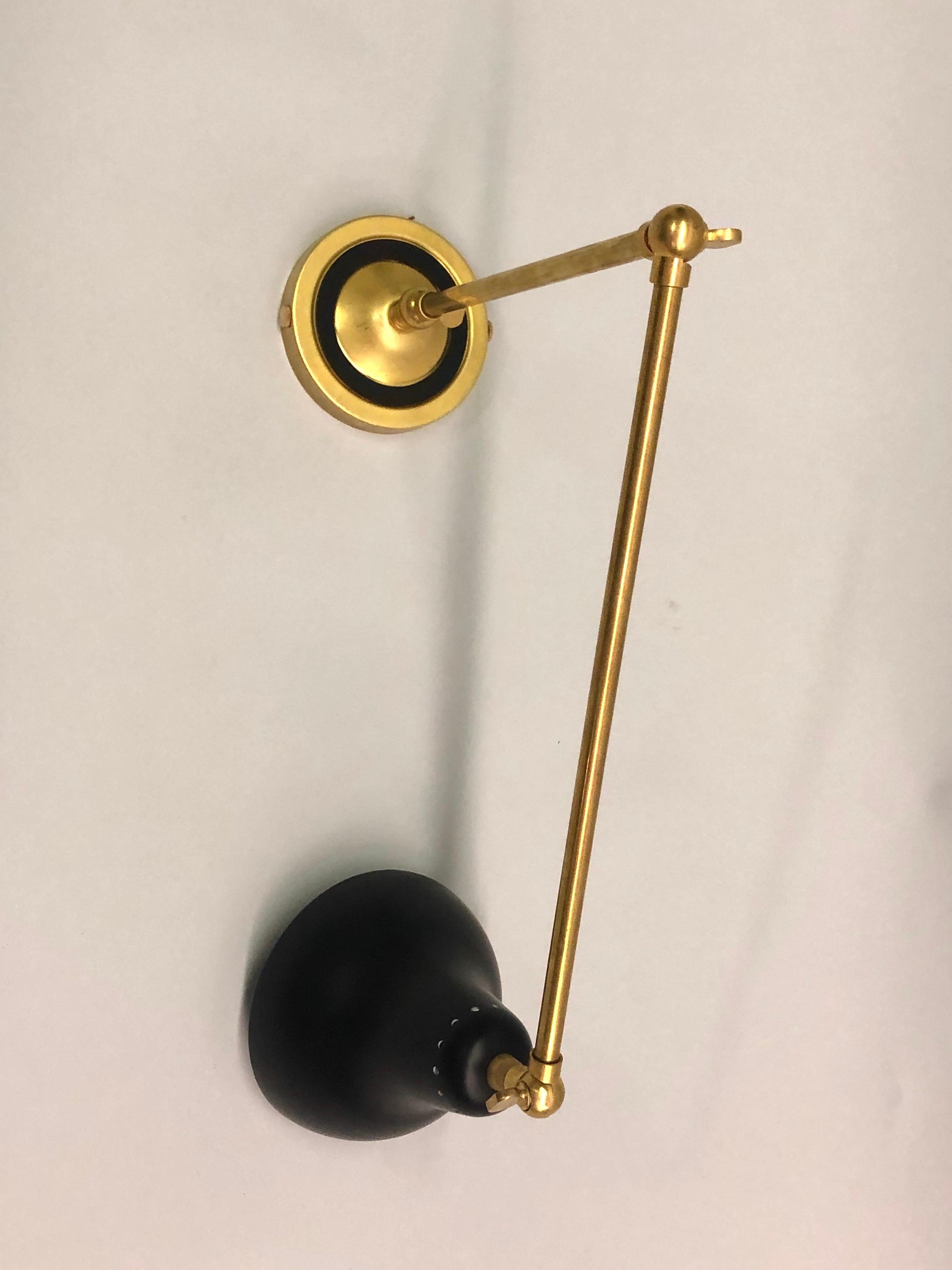Pair of Italian Mid-Century Modern Style Brass Articulating Sconces For Sale 4