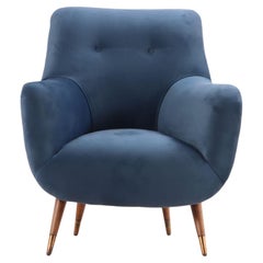 Pair Of Italian Mid-Century Modern Upholstered Club Chairs