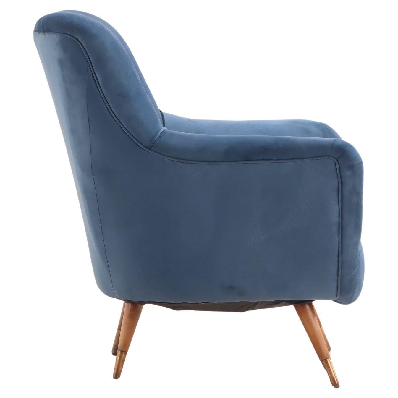 Textile Pair Of Italian Mid-Century Modern Upholstered Club Chairs For Sale