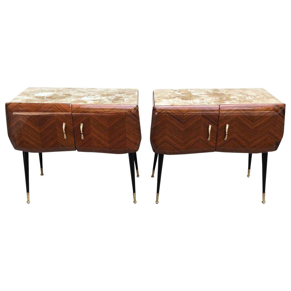 Paire de tables de chevet italiennes Vittorio Dassi de style mi-siècle moderne en vente