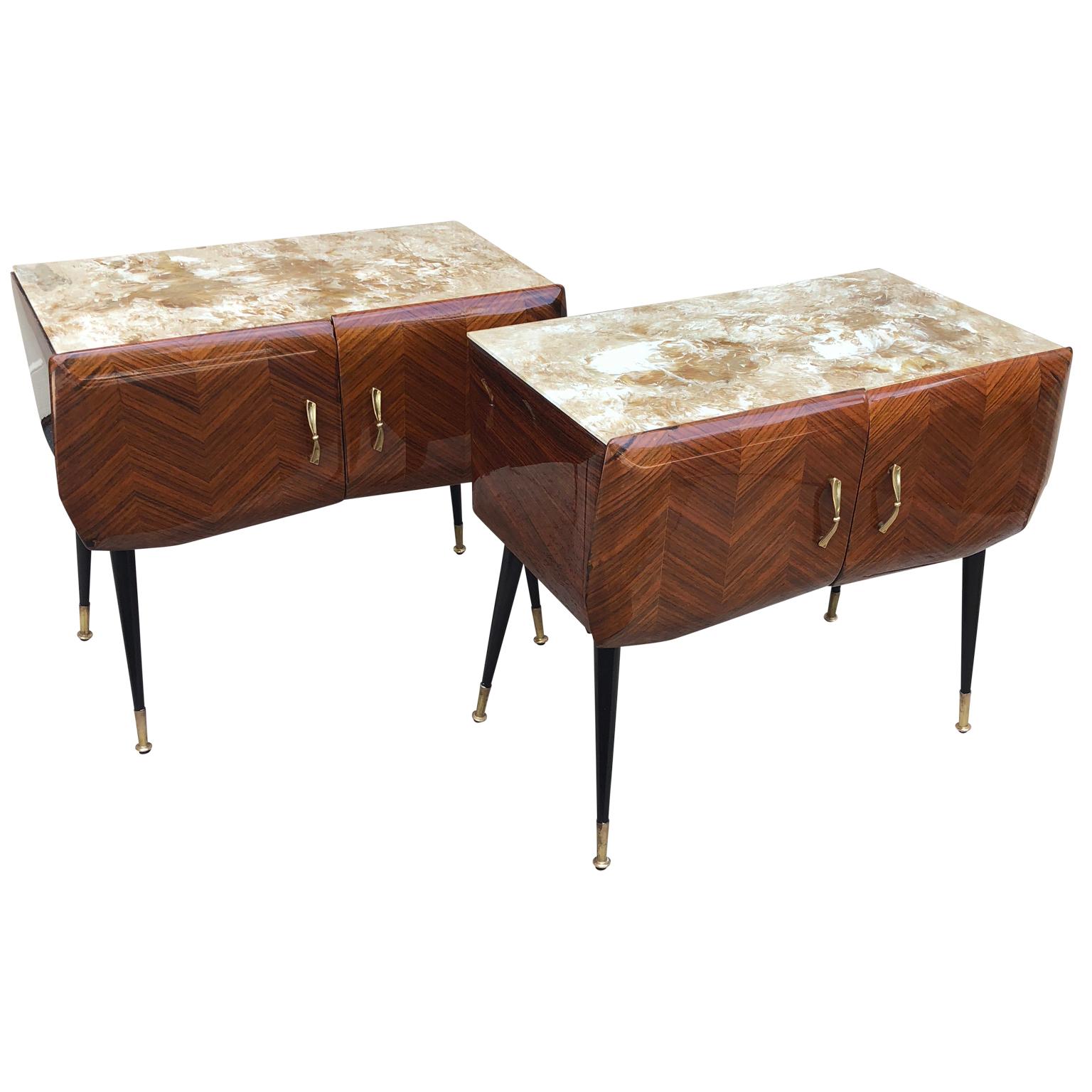 20th Century Pair of Italian Mid-Century Modern Vittorio Dassi Bed Side Tables or Cabinets