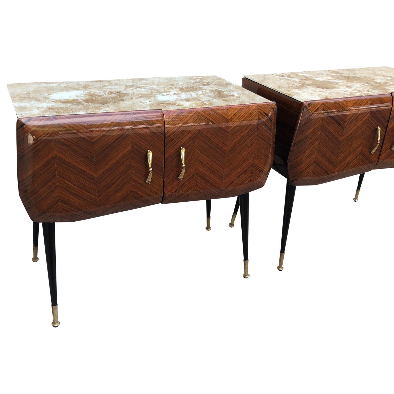 Pair of Italian Mid-Century Modern Vittorio Dassi Bed Side Tables or Cabinets 1