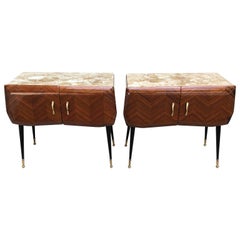 Pair of Italian Mid-Century Modern Vittorio Dassi Bed Side Tables or Cabinets