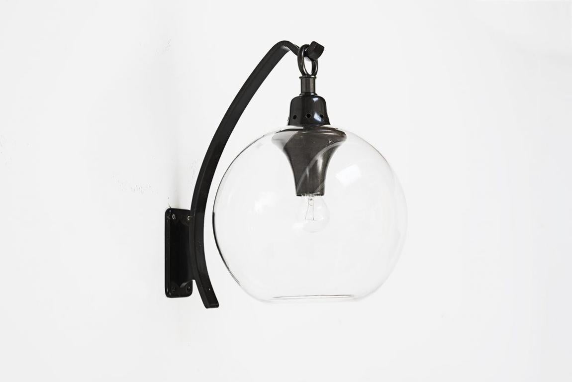 Mid-20th Century Pair of Italian Mid-Century Modern Wall Lamps “Boccia” by Caccia Dominioni Glass For Sale