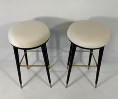 Pair of Italian Mid-Century Modern Wenge Bar Stools, 1980s
