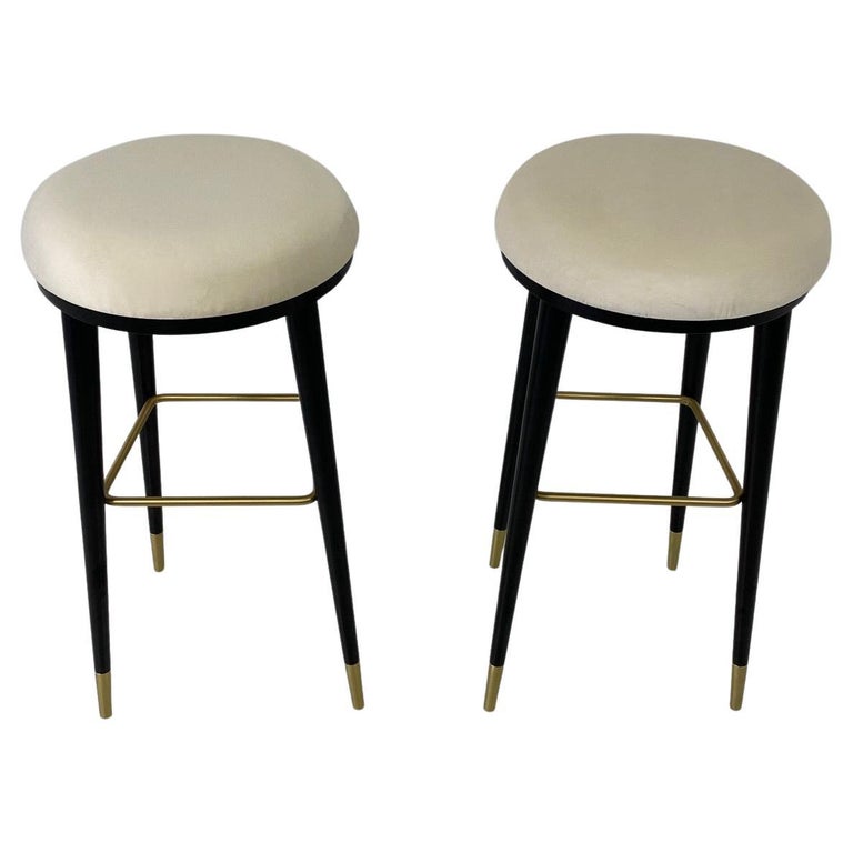 Pair of Italian Mid-Century Modern Wenge Bar Stools For Sale at 1stDibs