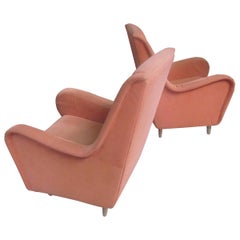 Pair of Italian Mid-Century Modern Wing Back Lounge Chairs by Paolo Buffa