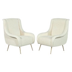 Retro Pair of Italian Mid-Century Modern Zanuso Style Parlor Chairs